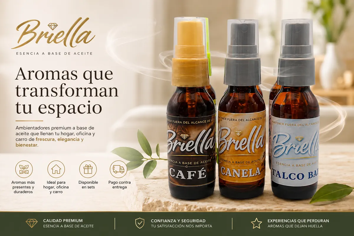 Ambientadores Briella a base de aceite para casa y carro